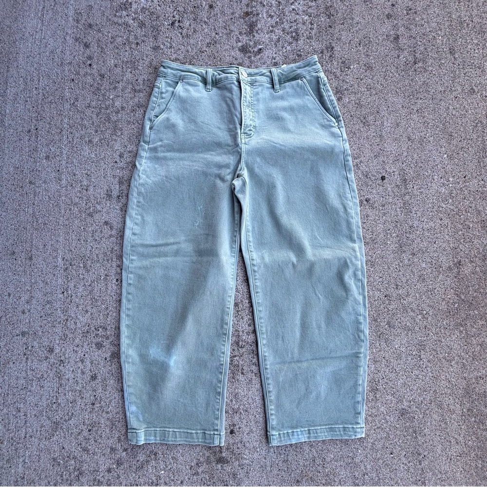 High Rise Barrel Women's Risen Jeans in Light Green
